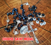 
              Choose Saint Catholic Rosary with Name - Blue
            