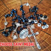 Choose Saint Catholic Rosary with Name - Blue