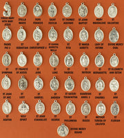 
              Mat Pearl Rosary With Six Saint Medals And Cross
            